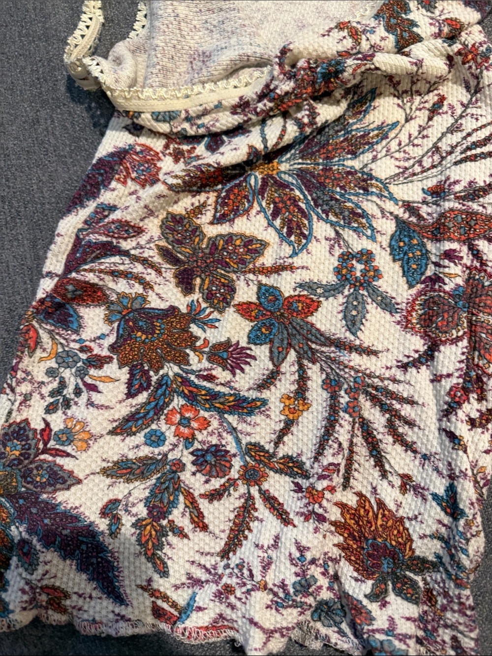 Free people vintage Knit tank Cream Base with Multicolor Floral Print - Picture 4 of 6